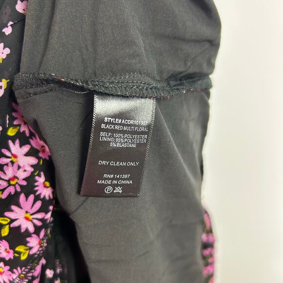 ASTR The Label Athena Midi Dress Floral Black Puff Sleeve Coquette Womens Sz XS - Picture 7 of 12